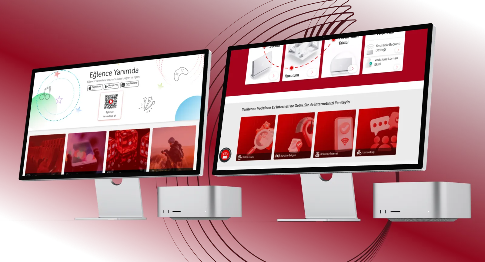 One reusable card component shown across both Vodafone landing pages